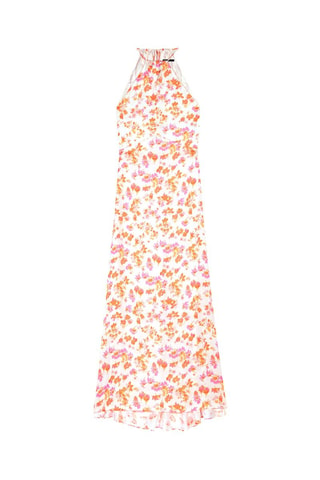 Robe longue - Blanc et orange
