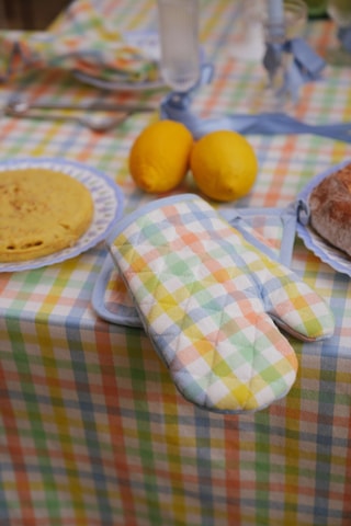 Gant de cuisine et manique Augustin et Jules - Blanc et jaune