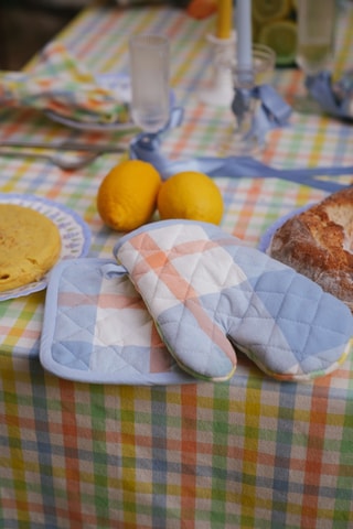 Gant de cuisine et manique Augustin et Jules - Blanc et jaune