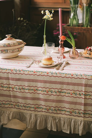 Nappe Jeanne - Blanc et rouge