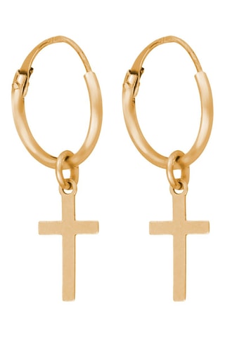 Argolas cruz dourada - Ouro amarelo