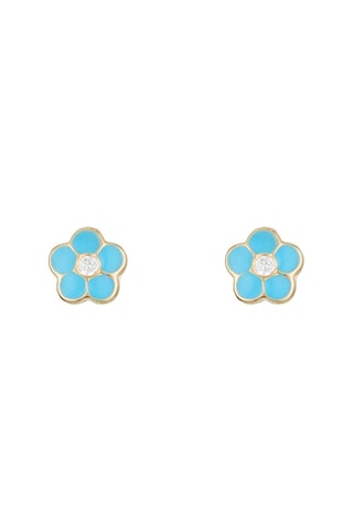 Pregos Marguerite Azul - Ouro amarelo