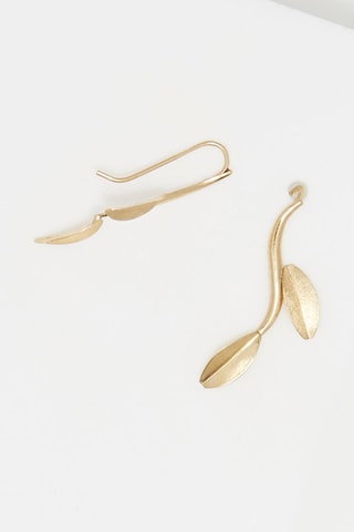 Brincos Folhas acetinadas - Ouro amarelo