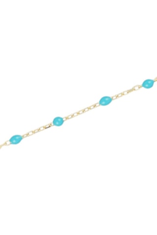 Pulseira em esmalte dourado e turquesa - Ouro amarelo