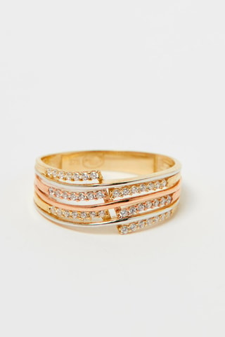 Anel Roma Ouro branco, ouro amarelo e ouro rosa