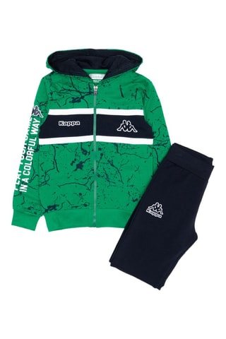 Conjunto sweat com capuz e calças de treino - Azul e verde
