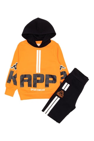 Conjunto sweat com capuz e calças de treino - Preto e laranja