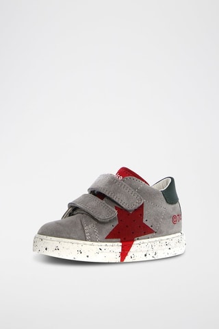 Sapatilhas de couro de vitelo Salazar - Cinzento e vermelho