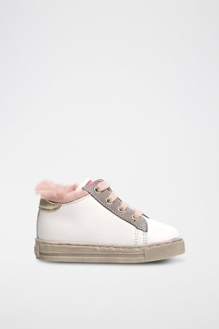 Sapatilhas em couro de vitelo - Branco e dourado