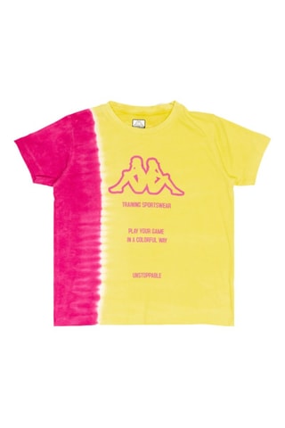 T-shirt dip and dye e calções - Branco, preto e amarelo