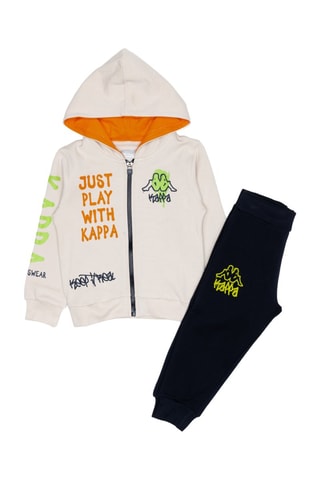 Conjunto sweat com capuz e calças de treino - Branco e preto