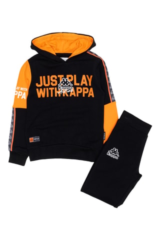 Conjunto sweat com capuz e calças de treino - Preto e laranja