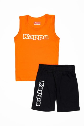Camisola de alças e calções - Branco, preto e laranja