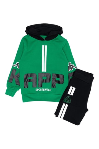 Conjunto sweat com capuz e calças de treino - Preto e verde
