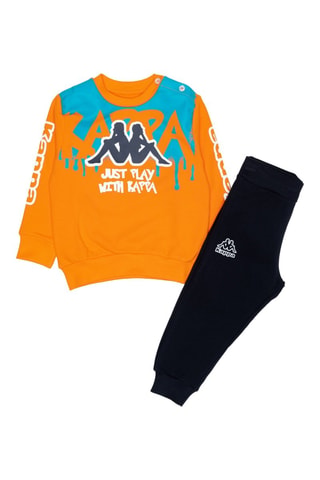 Conjunto sweat e calças de treino - Preto e laranja