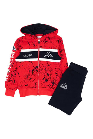 Conjunto sweat com capuz e calças de treino - Vermelho e azul