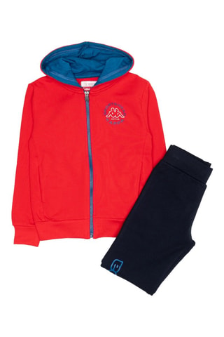 Conjunto sweat com capuz e calças de treino - Vermelho e azul