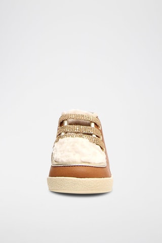 Botins em couro napa - Camel e bege