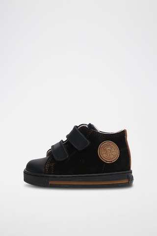 Sapatilhas em couro de vitelo - Preto e camel