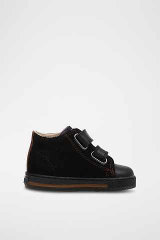 Sapatilhas em couro de vitelo - Preto e camel