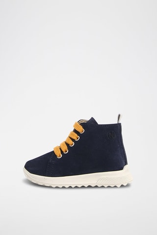 Botins em nobuck - Azul-marinho e amarelo