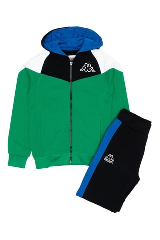 Conjunto sweat com capuz e calças de treino - Preto e verde