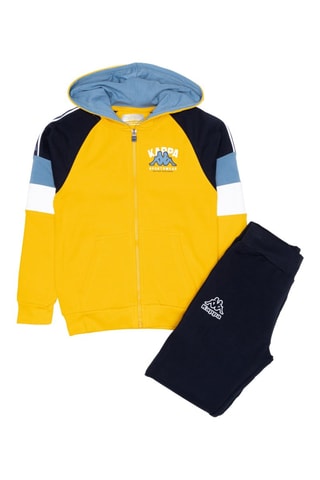 Conjunto sweat com capuz e calças de treino - Azul e amarelo