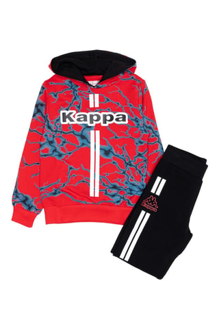 Conjunto sweat com capuz e calças de treino - Preto e vermelho