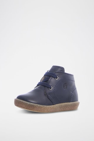 Botins em couro napa, lã e linho Conte - Azul-marinho