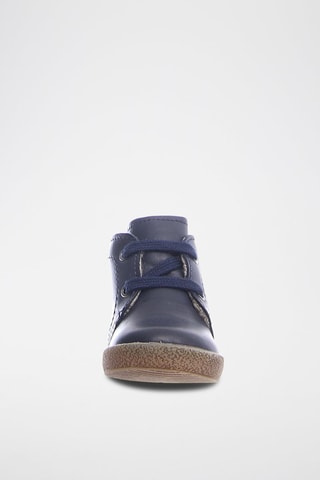 Botins em couro napa, lã e linho Conte - Azul-marinho