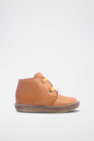 Boots em couro napa, lã e linho Conte - Castanho