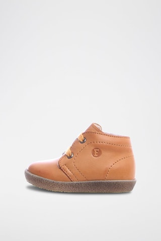 Boots em couro napa, lã e linho Conte - Castanho