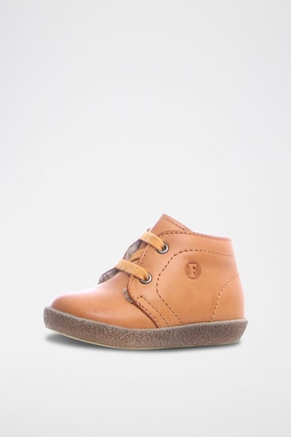 Boots em couro napa, lã e linho Conte - Castanho
