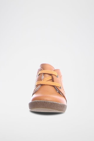Boots em couro napa, lã e linho Conte - Castanho