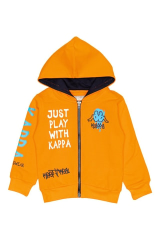 Conjunto sweat com capuz e calças de treino - Preto e laranja