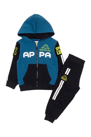 Conjunto sweat com capuz e calças de treino - Preto e azul