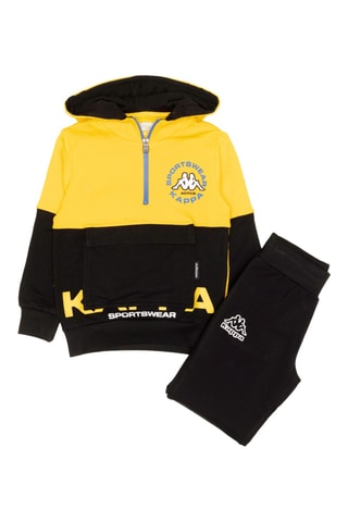 Conjunto sweat com capuz e calças de treino - Preto e amarelo