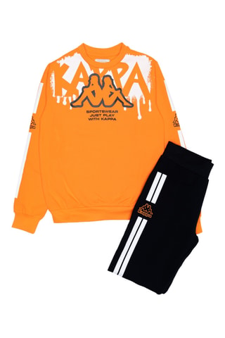 Conjunto sweat e calças de treino - Preto e laranja