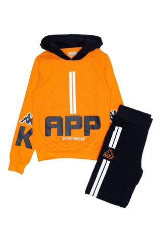 Conjunto sweat com capuz e calças de treino - Preto e laranja