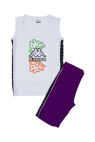 Camisola de alças e calções - Branco, preto e verde