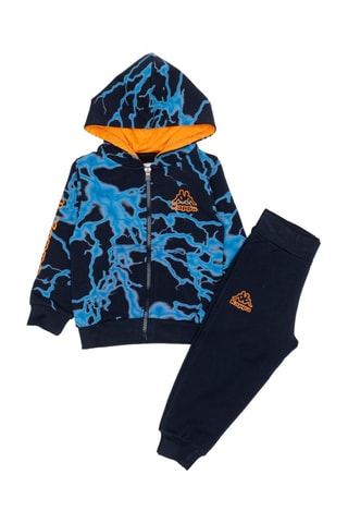 Conjunto sweat com capuz e calças de treino - Preto e azul