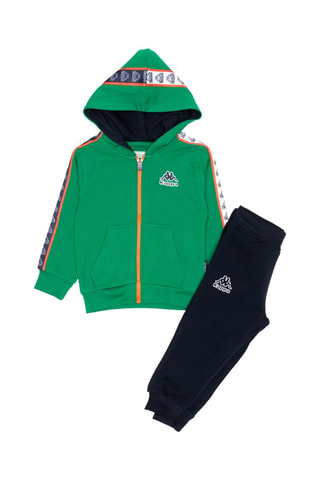 Conjunto sweat com capuz e calças de treino - Preto e verde