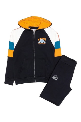 Conjunto sweat com capuz e calças de treino - Preto e laranja