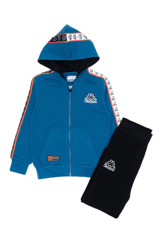 Conjunto sweat com capuz e calças de treino - Preto e azul