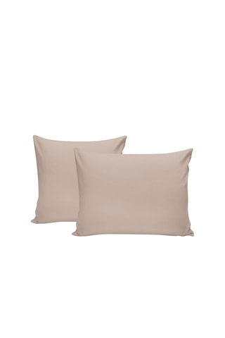 2 federe in cotone rinforzato 57 fili/cm² Tonne Brune - Beige
