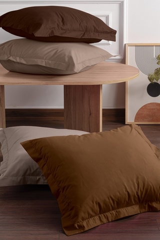 2 federe in cotone rinforzato 57 fili/cm² Tonne Brune - Beige