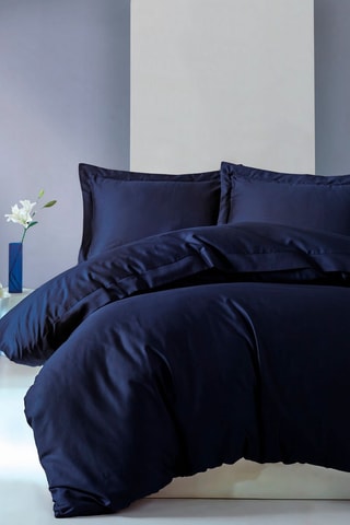 Parure copripiumino in raso di cotone 57 fili/cm² Elegant - Blu notte