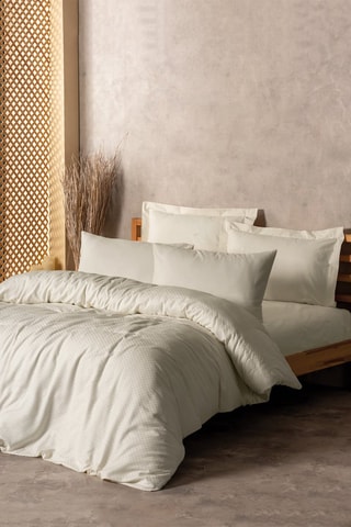 Parure copripiumino in cotone 57 fili/cm² Plaid - Beige