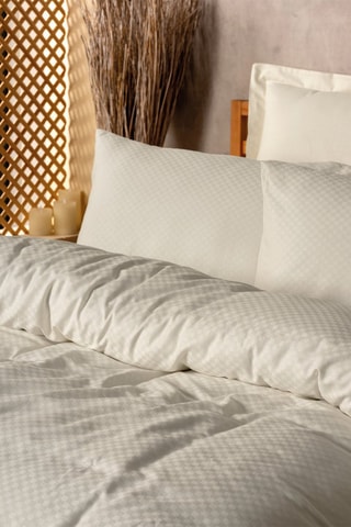 Parure copripiumino in cotone 57 fili/cm² Plaid - Beige
