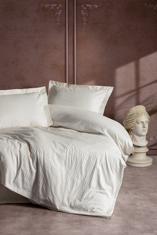 Parure copripiumino in raso di cotone Stripe - Crema